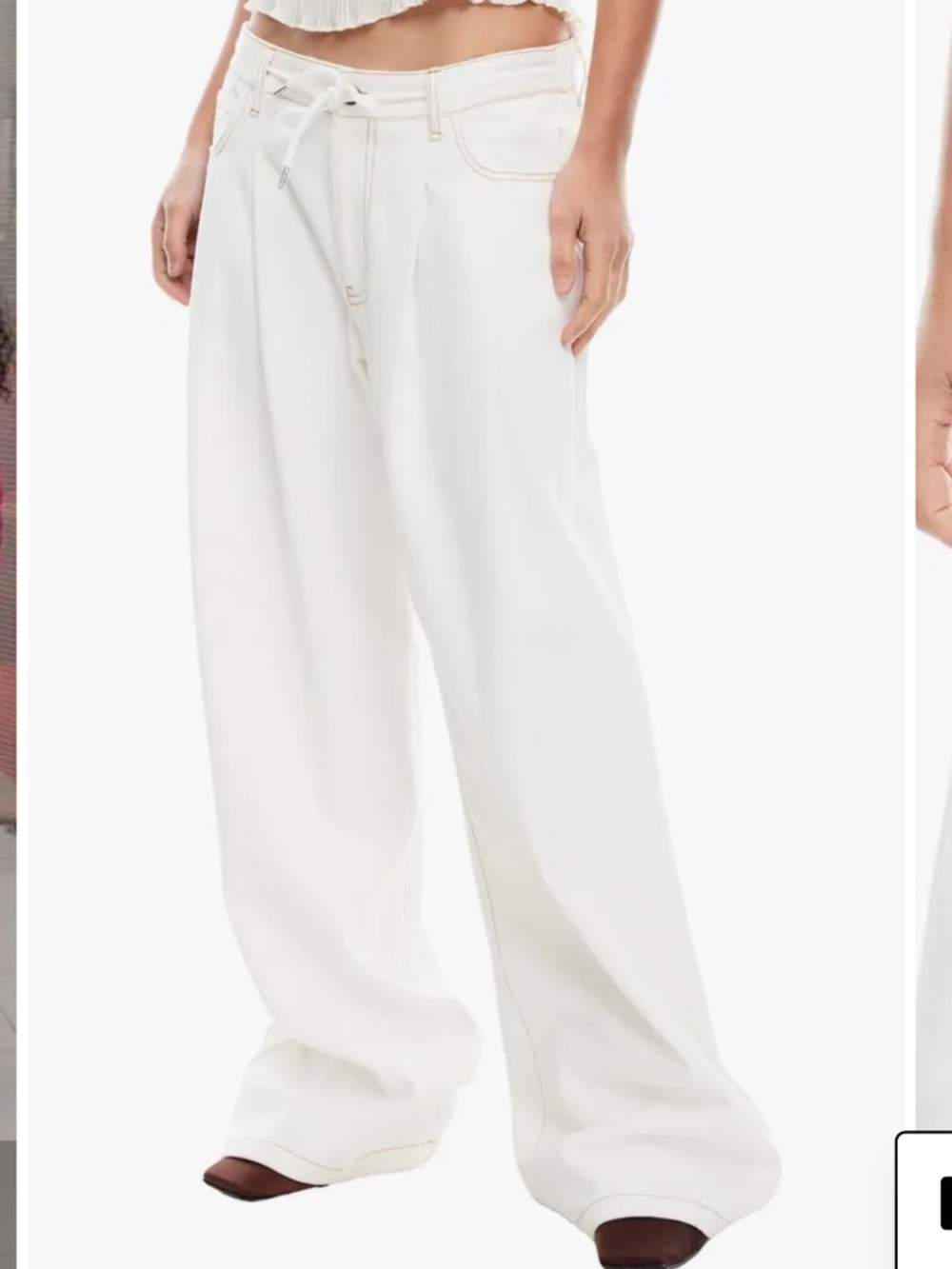 Lioness White Wide-Leg Drawstring Pants